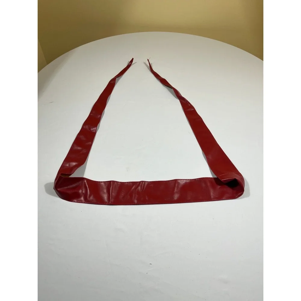 Wrap Around Tie Obi Belt Women Red Faux Leather Wide Cinch 84 Inch